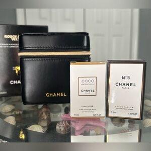 CHANEL Black Pouch with Coco Mademoiselle and No. 5 Perfumes